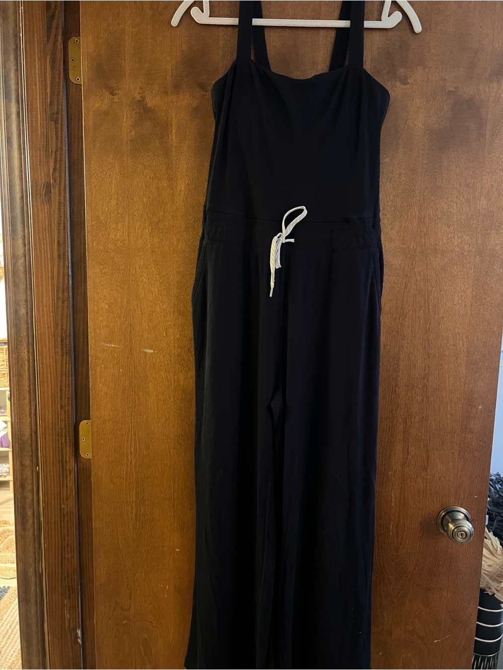 Vuori Black Wide-Leg Sleeveless Jumpsuit with Drawstring